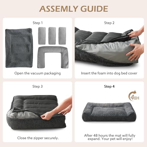 Extra Large Orthopedic Dog Beds Large Sized Dog (XXL(48"L x 34.5"W x 10"Th) / Grey)