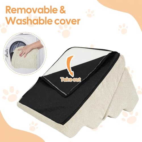 Dog Ramp for Bed (Beige / Extra Wide 3 Step)