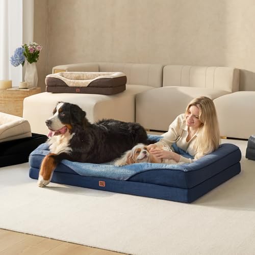 Orthopedic XL Dog Bed for Large Dog (Navy / 42x30x7.5)