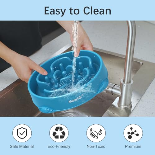 1 Pack Slow Feeder Dog Bowls (G-DarkBlue / Large)