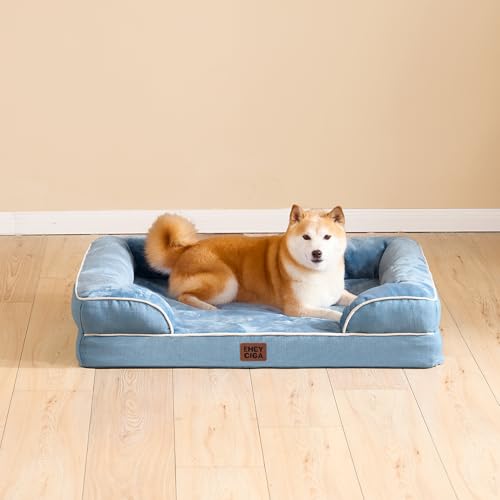 Orthopedic Small Dog Bed (Washed Blue / 24.0"l X 18.0"w X 6.0"th)