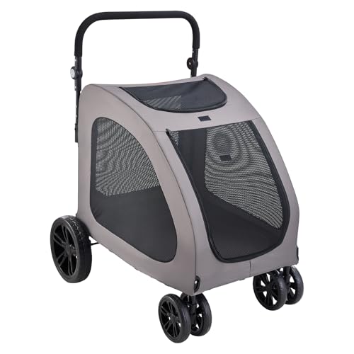 Pet Stroller 4 Wheels Dog Carrier with Brakes