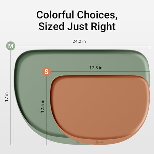 Dog Food Mat Silicone Waterproof Feeding Mat (24"L x 17"W / Sage)