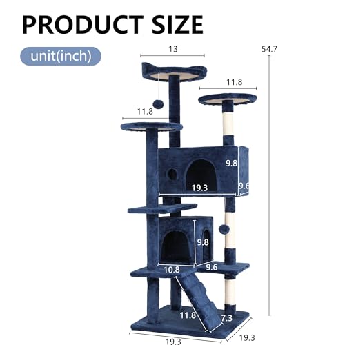 54" Cat Tree Tower (Dark Blue)