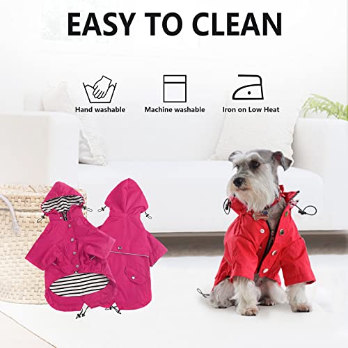 Dog Zip Up Raincoat with Reflective Buttons (Large / Pink)
