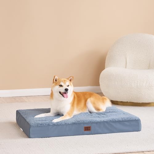 Orthopedic Dog Bed Extra Large with Removable Washable Cover (47*29*3.5 inches / Spa Blue)