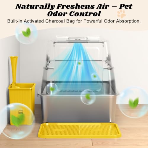 Stainless Steel Litter Box (Mustard Yellow / X-Large)