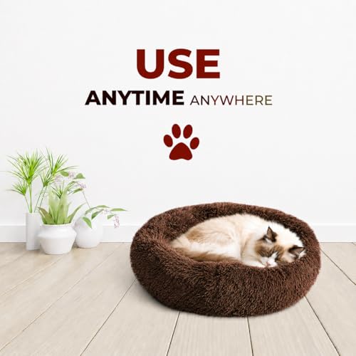 Cat Beds for Indoor Cats & Small Dog (Chocolate / 23.00" x 23.00" x 7.00")