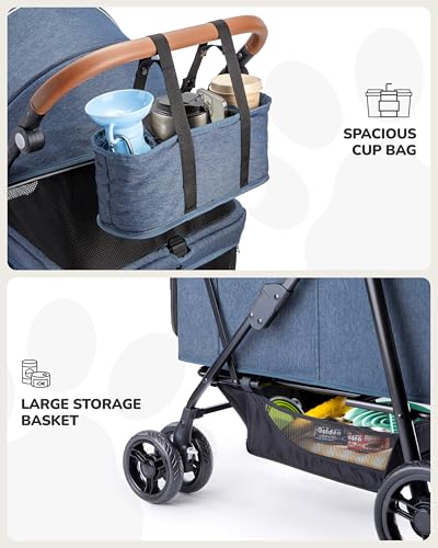 Dog Stroller for Large & Medium Dogs (Navy Blue)