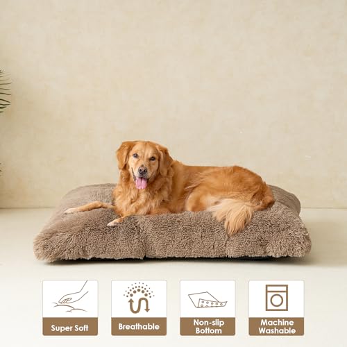 Fluffy Dog Crate Bed (Camel / 41 x 27.5)