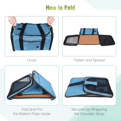 2 Packs 25 lbs Soft Sided Pet Carrier for Large Cat & Small Dog (17.5"L x 11.0"W x 11.0"H / Lake blue*1+Grey green*1)