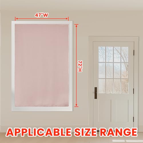 100% Window Blinds Blackout Portable Blackout Curtains Adhesive Curtains for Living Room No Drilling (Pink/ Thickened / 47"W x 72"L (Pack of 1))