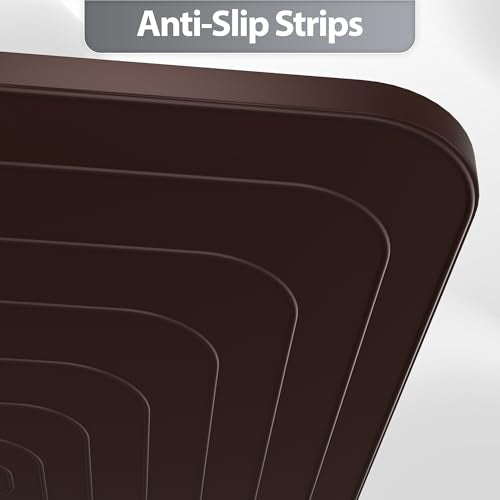 Silicone Dog Cat Food Mat Extra Thick Raised Edge (Brown / 24"L x 16"W)