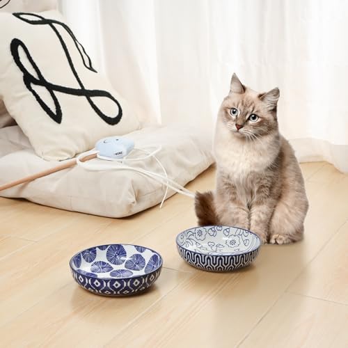 Ceramic Cat Bowls Set of 6 (5.6 Inch, Set of 4 / Vintage Blue)
