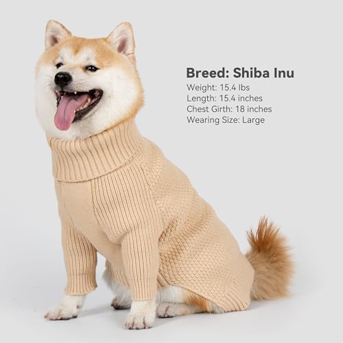 Dog Sweater Long Sleeve Warm Sweaters for Small Dogs Boy Girl Cats (Beige / Small)