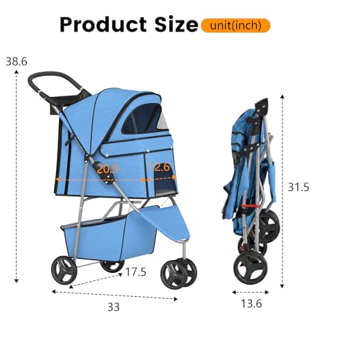 3 Wheel Pet Stroller (Blue)
