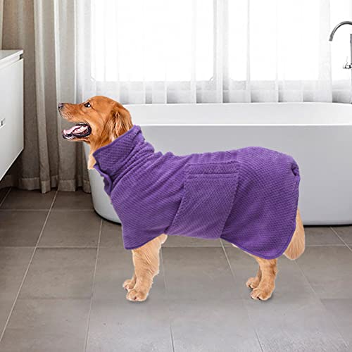 Pineapple Grid Fast Drying Super Absorbent Dog Cat Bath Robe Towel (XXX-Large / Purple(Pineapple grid))
