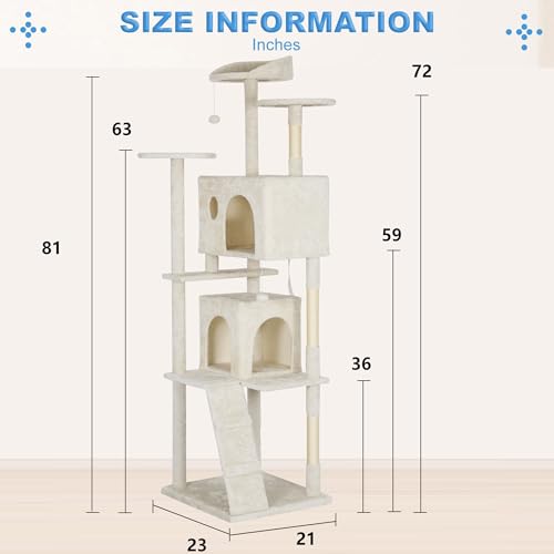 81" Cat Tree Tower (Beige)