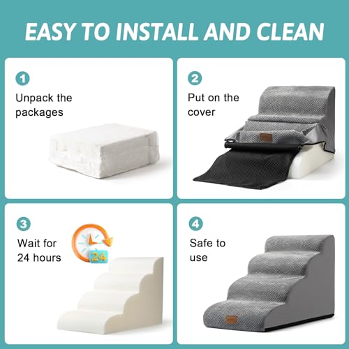 Dog Stair for Small Dog 11.8" H (Grey / Standard:15.7"x19.7"x11.8")