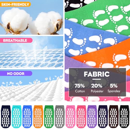 12 Pairs Grip Socks for Women & Men (5.5-9 / Foot Pattern/Black(12 Pairs))