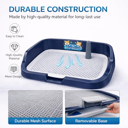 Indoor Dog Potty Tray for Small Dogs & Puppies (Navy Blue)
