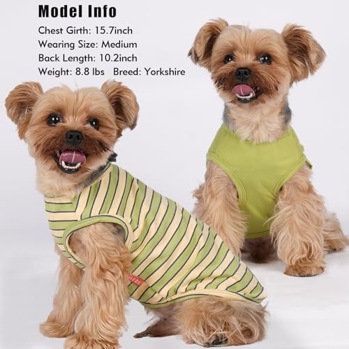 2Pack Cotton Dog Shirt for Medium Large Dogs Soft Striped Tank Top (XX-Large (40-55lbs) / 05# 2Pack (Green+Striped))