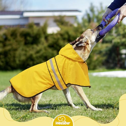 Dog Raincoat Waterproof Dog Rain Jacket with Leash Hole (Large / Yellow)