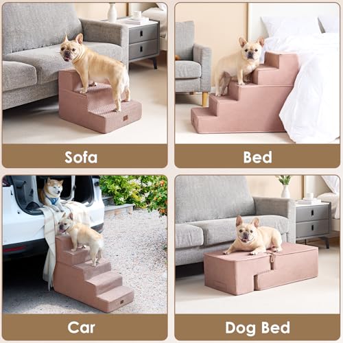 Dog Stairs for Bed 18" H (Pink / Standard 15" x 24" x 18")