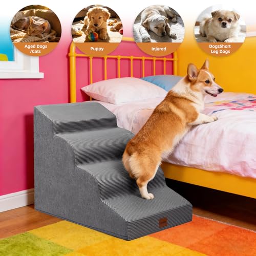 Dog Stairs for Small Dogs and Cats (Grey / 15.7x28.3x19.7in)