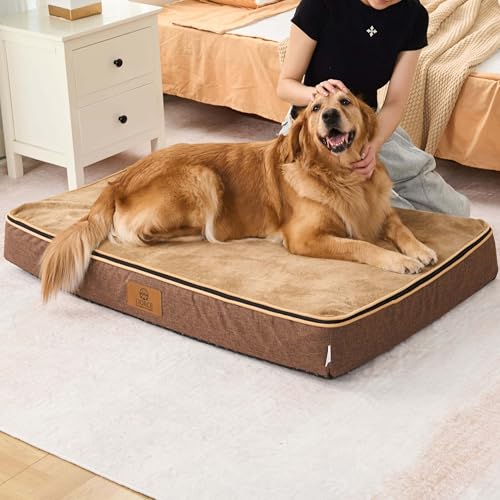 Orthopedic Memory Foam XXL Dog Bed (48.0"L x 30.0"W x 6.0"Th / Light Brown)