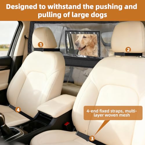 52" Wide Dog Car Barrier with Window & Steel Frame