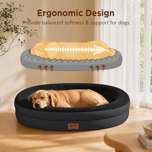 Waterproof Orthopedic Dog Bed for Large Dogs (Black / 44"L x 32"W x 7.5"Th)