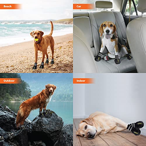 Dog Shoes Large Size Dogs (Black / Size 8:for paw width 3.0-3.2 inches (Pack of 4))