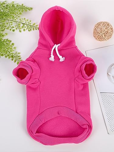 Basic Dog Hoodie Sweatshirt Puppy Sweater Warm Cat Costumes Pet Clothes for Chihuahua Puppy Kitten Small Medium Dogs Hot Pink Large (Large / Hot Pink)