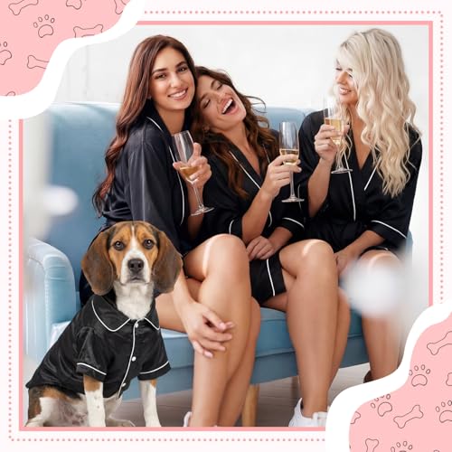 Dog Silk Pajamas Shirts Puppy Satin Pjs Pet Sleepwear Soft Faux Silk Lapel Two (L / Black)