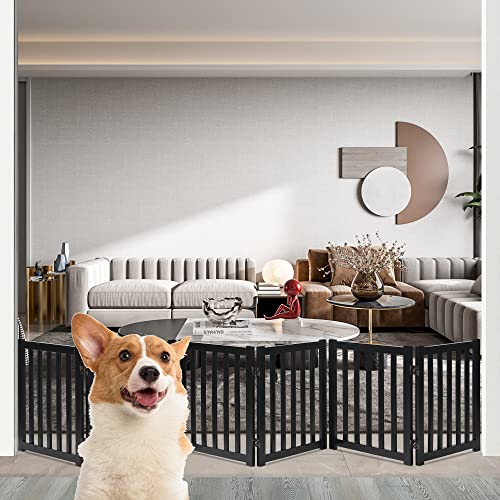 Wooden Free Standing Dog Gate 120" W x 24" H (Black / 120"W x 24"H)