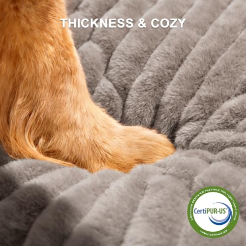 Medium Dog Beds for Medium Dogs Washable (Khaki / M Plus (30"x24"x8"))