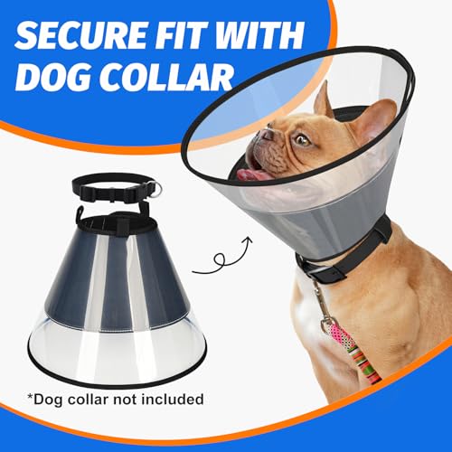 Dog Cone Collar with Soft Liner to Stop Licking (Black / L(Depth: 9.8, Girth: 14-17.5))