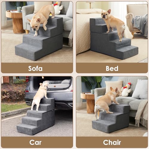 Dog Stairs for Bed 18" H (Grey / Standard 15" x 24" x 18")