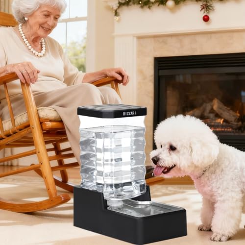 2.1Gallon Gravity Dog Water Dispenser (Black with Lid / 8L)