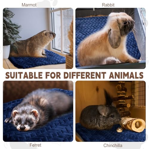 4 Pack Self Warming Cat Bed Mat Self Heating Pad for Dog Extra Warm Winter Pet Pad Washable Thermal Pads Mats for Pets Indoor Outdoor (Navy Blue / 16 x 20 Inch)
