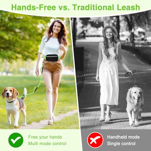 Hands Free Dog Leash with Zipper Pouch (Green)