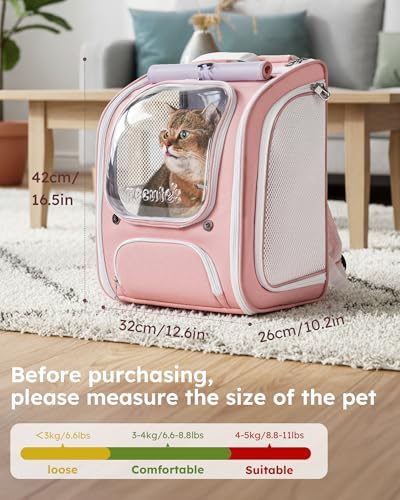 Cat Backpack Carrier (Pink / 12.6"L x 10.2"W x 16.5"H)