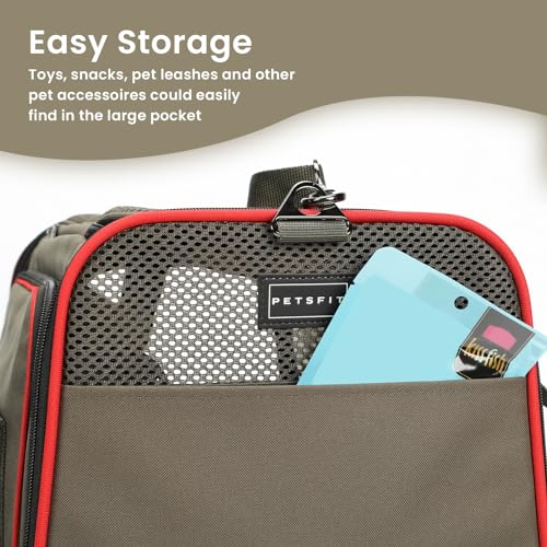 Airline Approved Expandable Large Cat Carrier Small Dog Carrier (17.0"L x 11.0"W x 11.0"H / Gray Brown)