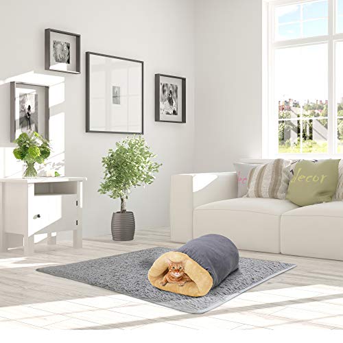 4 in 1 Self Warming Burrow Cat Bed Hideway Sleeping Cuddle Cave (Gray)