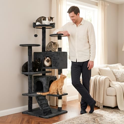 54" Cat Tree Tower (Dark Gray)