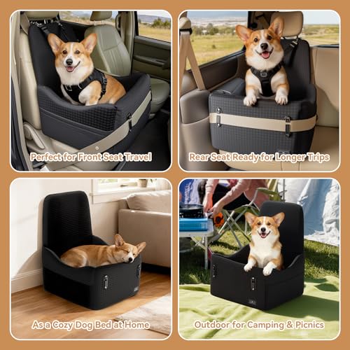 Dog Car Seat with Patented Safety System (Black / Medium)