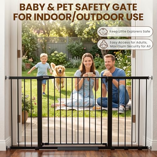 Extra Wide Baby Gate for Doorways (Black / 36-63"W x 30"H)