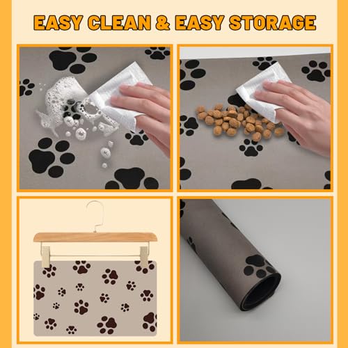 Dog Food Mat for Food and Water (Brown-JY / 12"×20")