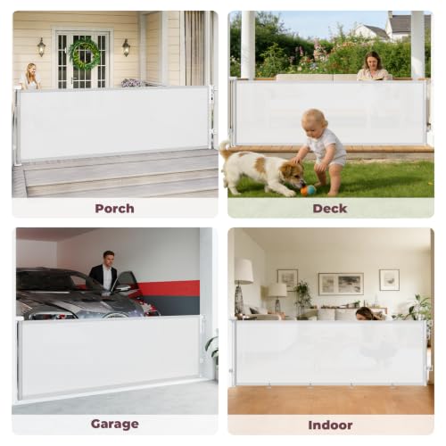 96" Retractable Baby Gate (White / 34" Tall x 96" Wide)